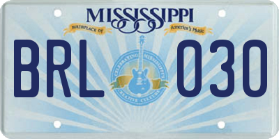 MS license plate BRL030