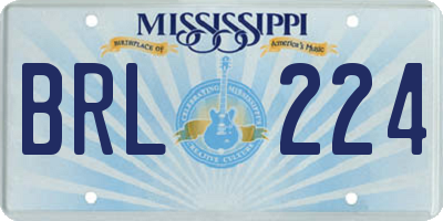 MS license plate BRL224