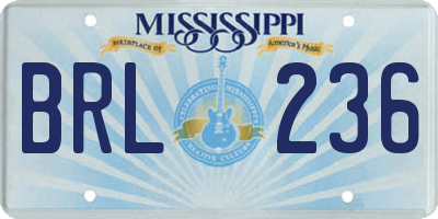 MS license plate BRL236
