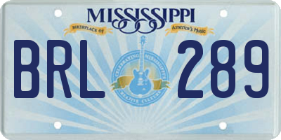 MS license plate BRL289