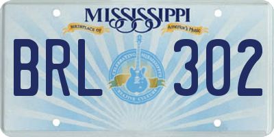 MS license plate BRL302