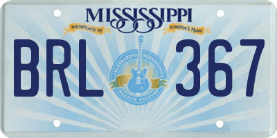 MS license plate BRL367