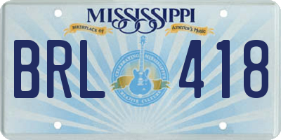 MS license plate BRL418