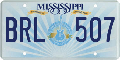 MS license plate BRL507