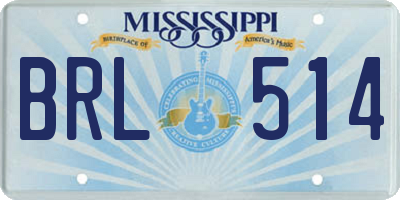 MS license plate BRL514