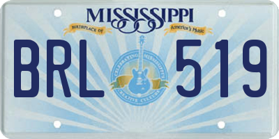 MS license plate BRL519