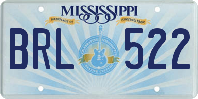 MS license plate BRL522