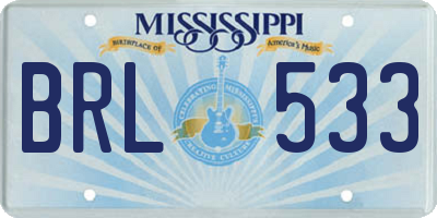 MS license plate BRL533