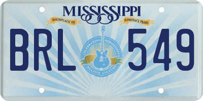 MS license plate BRL549