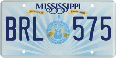 MS license plate BRL575