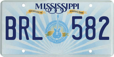 MS license plate BRL582