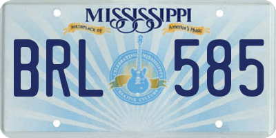 MS license plate BRL585
