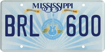 MS license plate BRL600