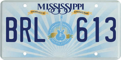 MS license plate BRL613