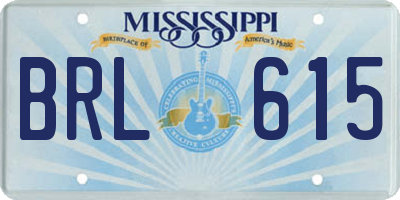MS license plate BRL615