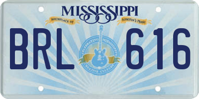 MS license plate BRL616