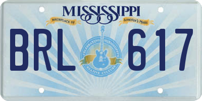 MS license plate BRL617
