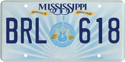 MS license plate BRL618