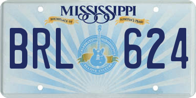 MS license plate BRL624