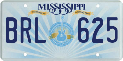 MS license plate BRL625