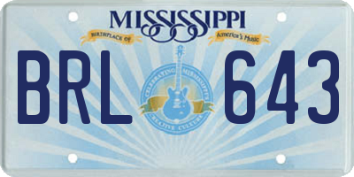 MS license plate BRL643