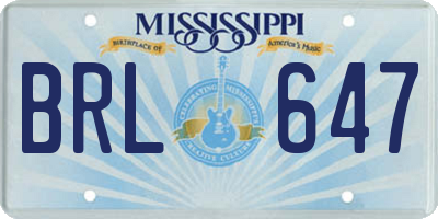 MS license plate BRL647