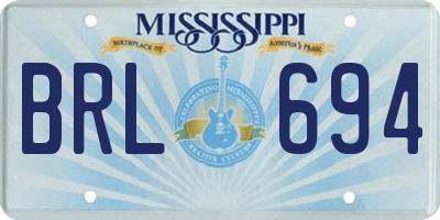 MS license plate BRL694