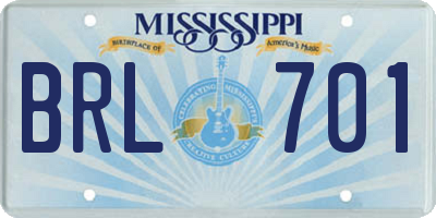 MS license plate BRL701