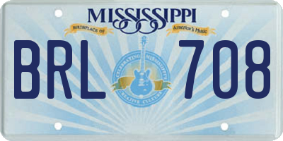 MS license plate BRL708