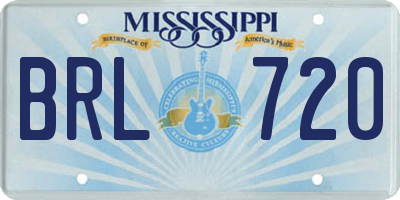 MS license plate BRL720