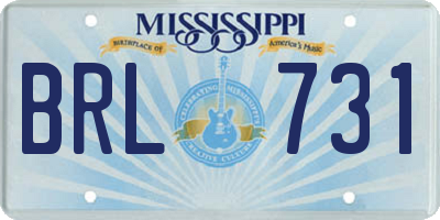 MS license plate BRL731
