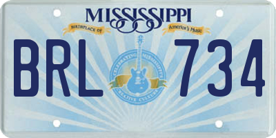 MS license plate BRL734