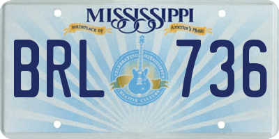 MS license plate BRL736