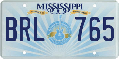 MS license plate BRL765