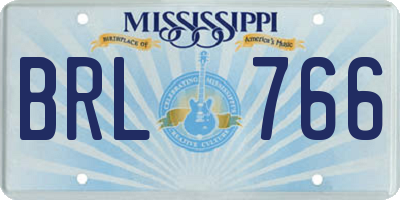 MS license plate BRL766