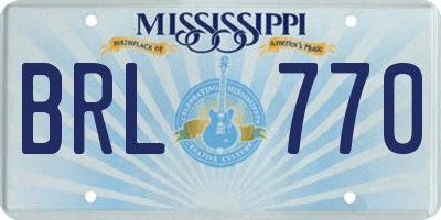 MS license plate BRL770