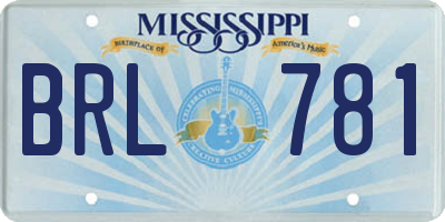 MS license plate BRL781