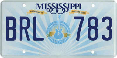MS license plate BRL783