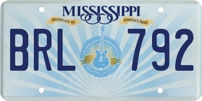 MS license plate BRL792