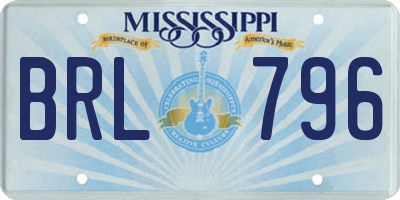 MS license plate BRL796