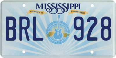 MS license plate BRL928