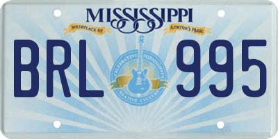 MS license plate BRL995
