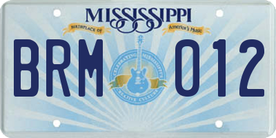 MS license plate BRM012