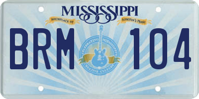 MS license plate BRM104