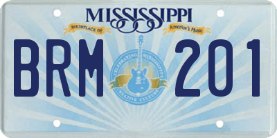 MS license plate BRM201