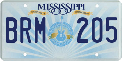 MS license plate BRM205