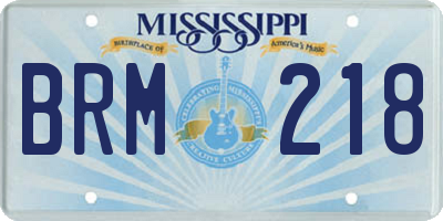 MS license plate BRM218