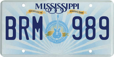 MS license plate BRM989
