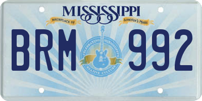 MS license plate BRM992