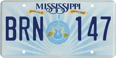 MS license plate BRN147